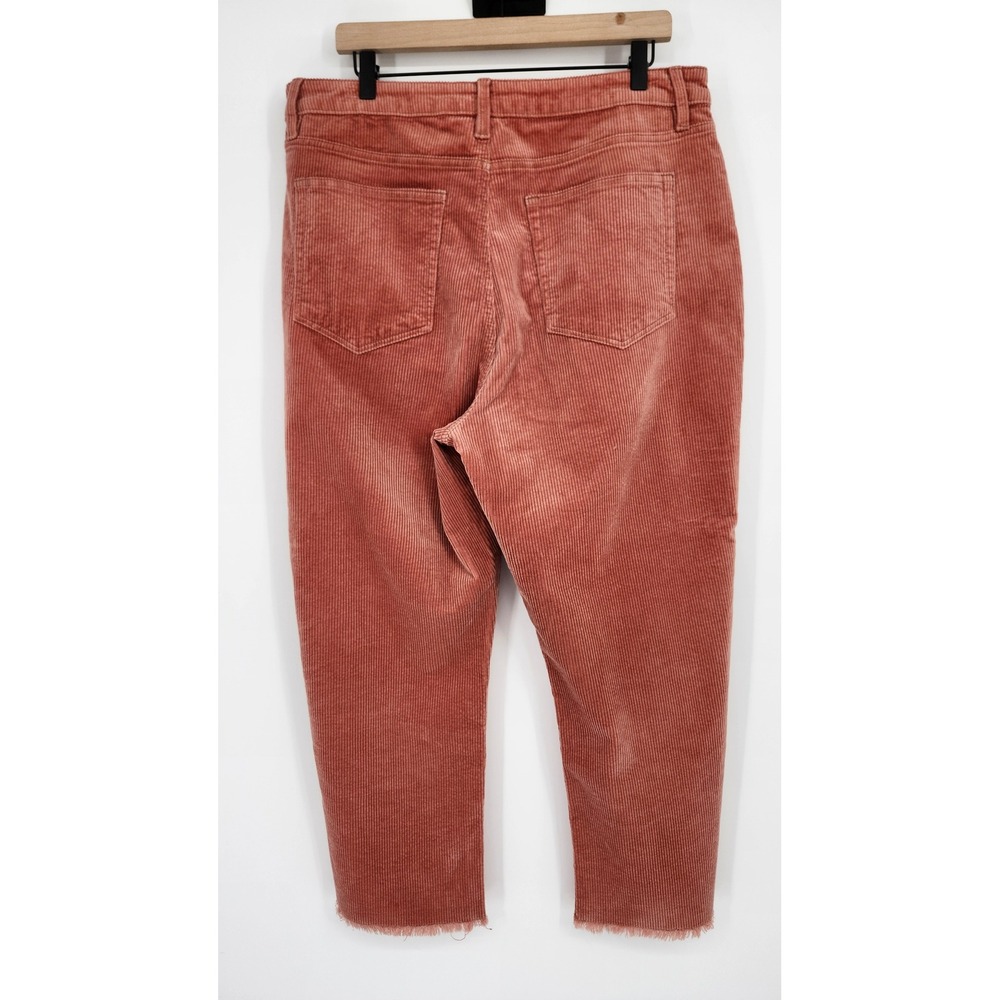 LOFT Womens Rose Pink Raw Hem Corduroy Pants Size 16 Wide Wale Straight Leg - Picture 5 of 8